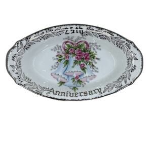 G & G Vintage Hand Decorated Serving Tray 25th Anniversary